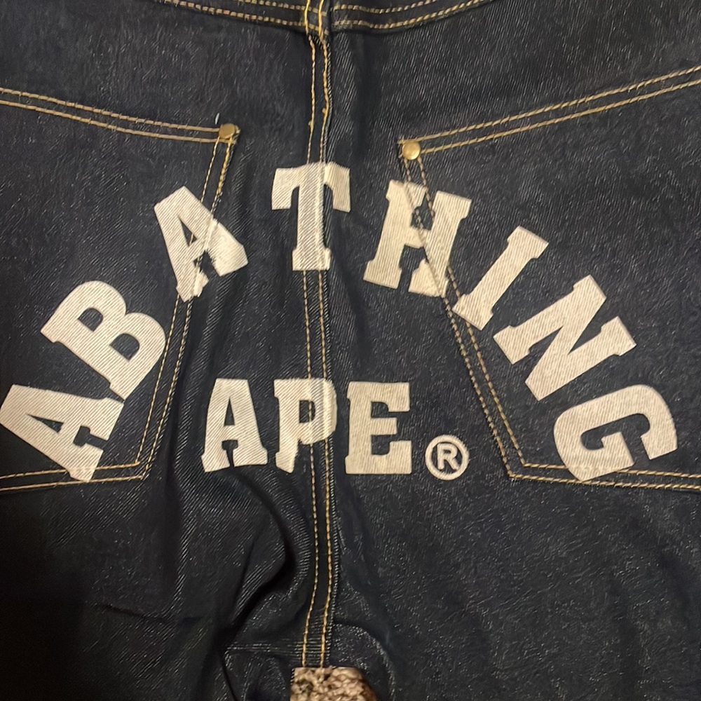 *CUSTOM* Bape A Bathing Ape jeans branding on backside, nice baggy fit size 36